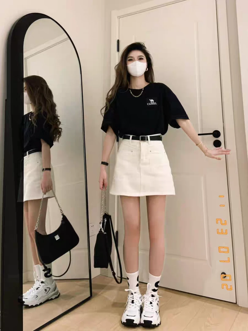 夏季新款高腰百搭显瘦牛仔a字半身裙女