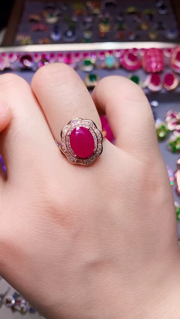 银S925镶嵌戒指红宝石.......