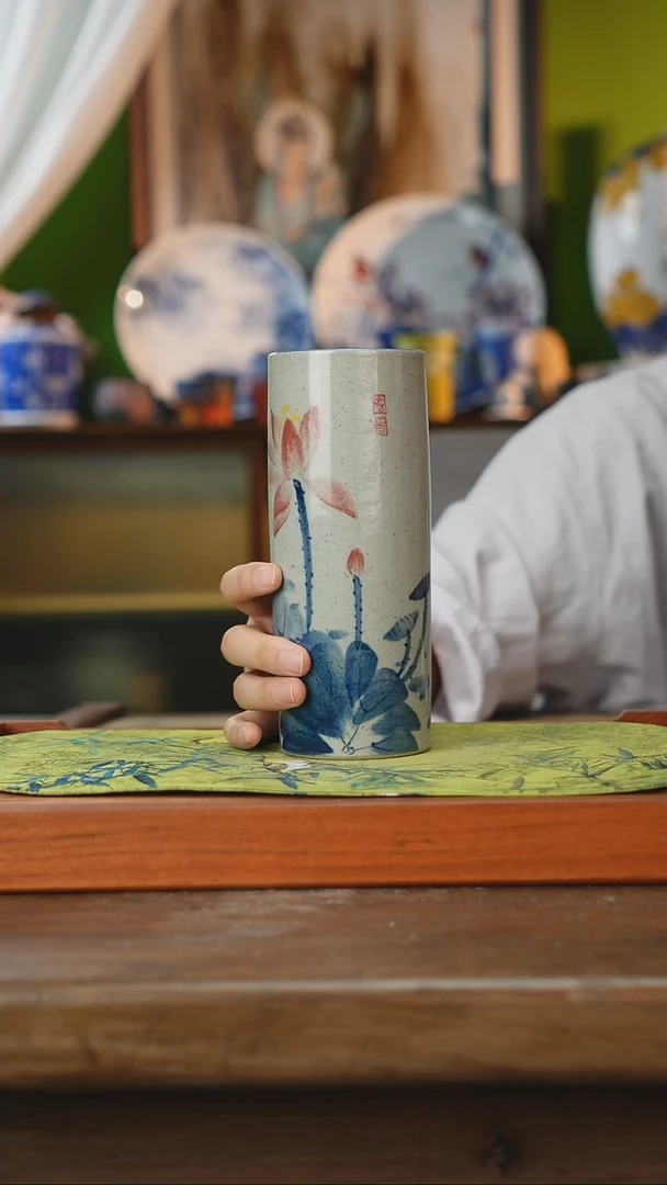 摆件景德镇釉下手绘陶瓷茶具，咖啡杯