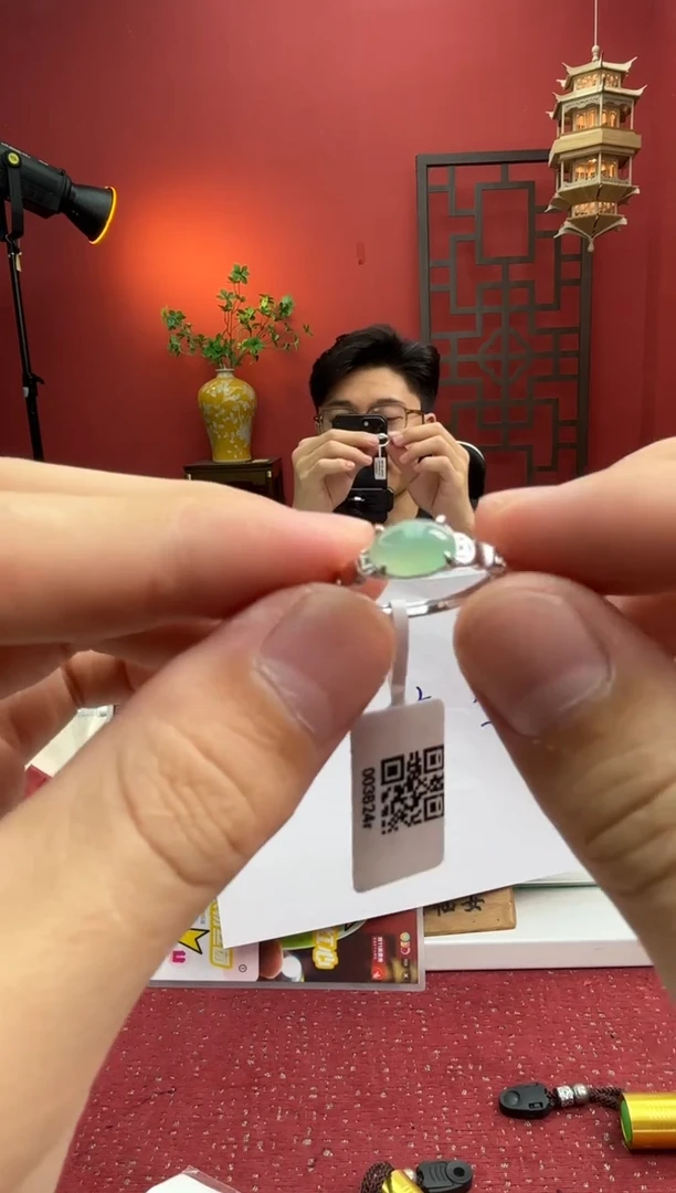 银S925镶嵌戒指翡翠003824r
