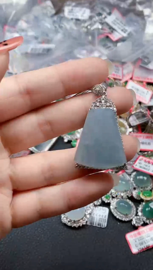 银S925镶嵌戒指翡翠天然A货缅甸翡翠