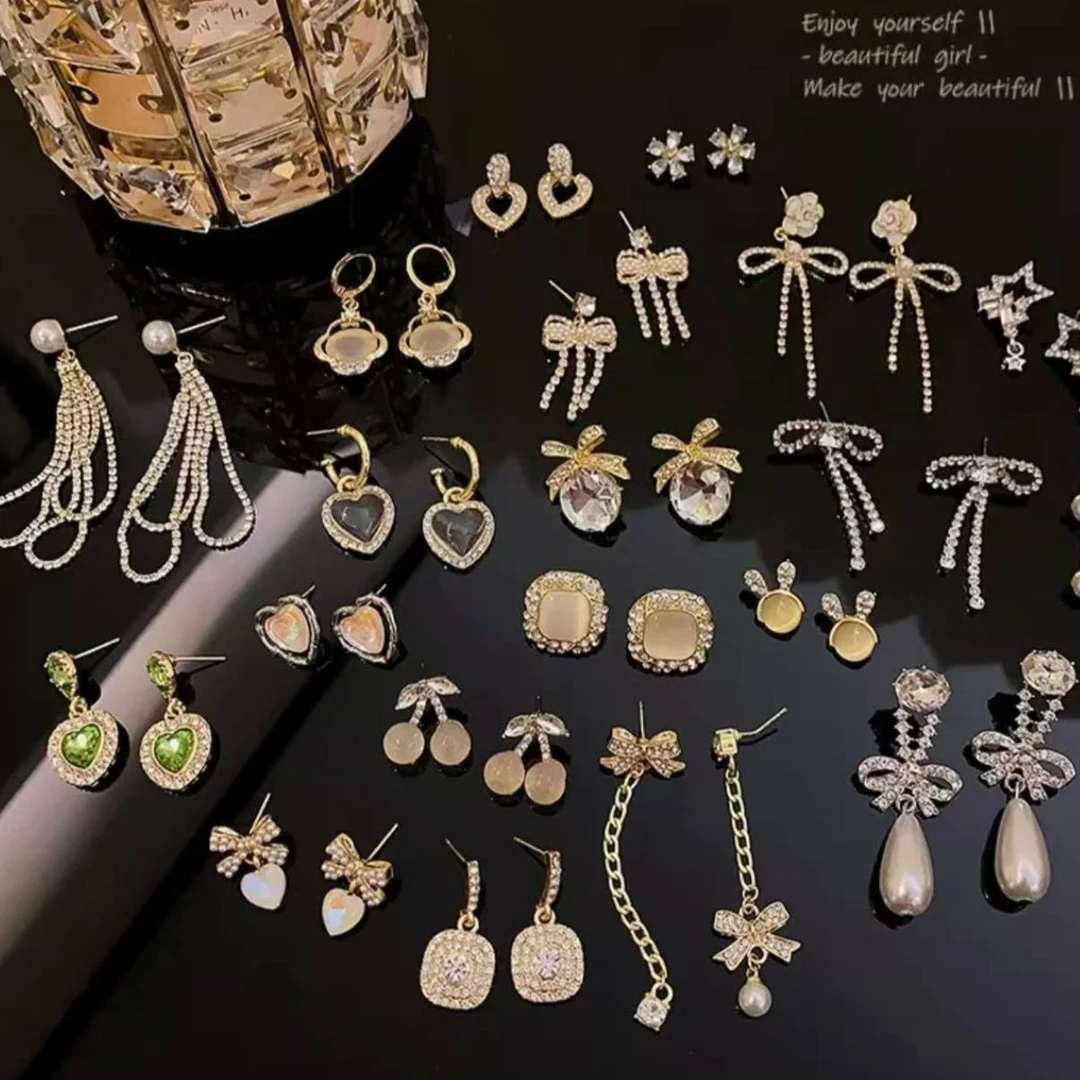 铜合金锆石耳饰 合金耳饰 轻奢饰品 一单一付