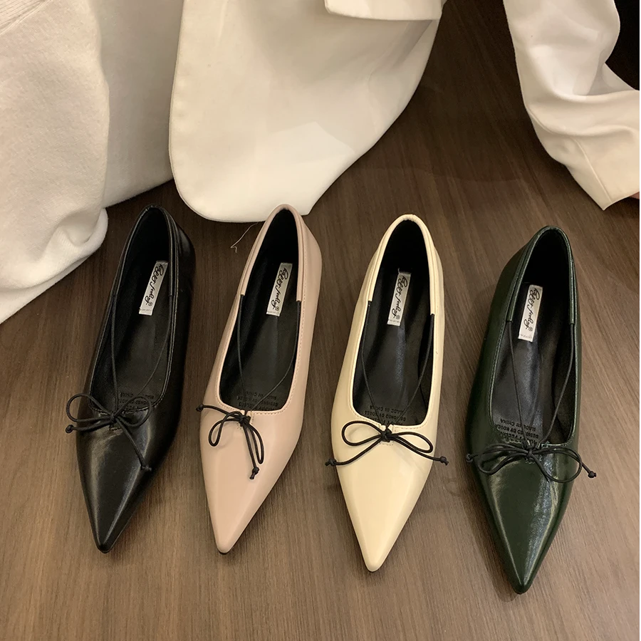 内增高尖头蝴蝶结单鞋女鞋子2025新款春秋季法式温柔小香风晚晚鞋