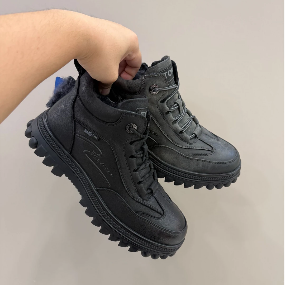 2025年新款男棉鞋冬季羊毛高帮户外抗寒雪地靴防水防滑厚底保暖鞋