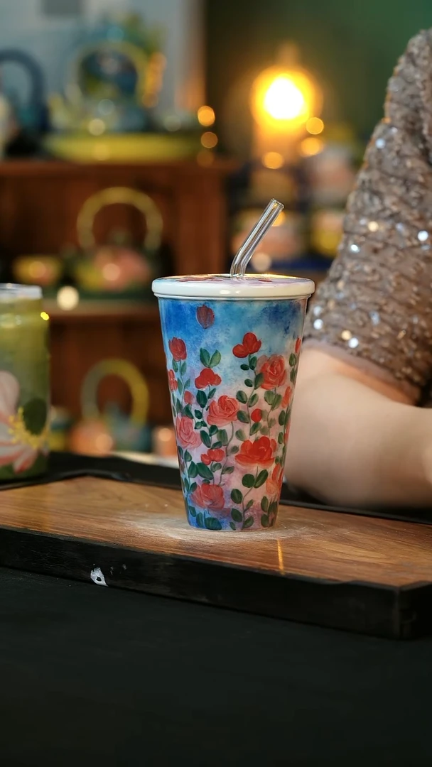 杯手绘心瓷陶瓷浮力