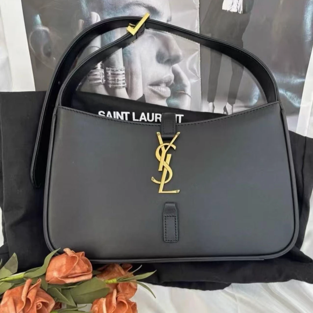 99新 YSL/圣罗兰 黑金hobo 迷你腋下包