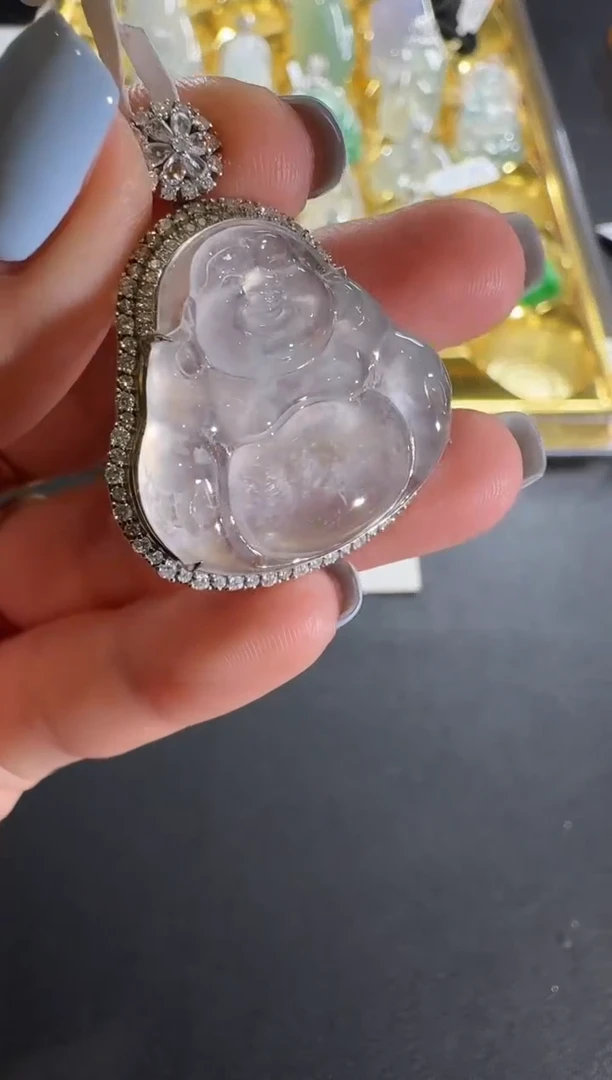 【闪购商品】翡翠吊坠(不含链)18K金镶嵌【源头工厂】钻石镶嵌