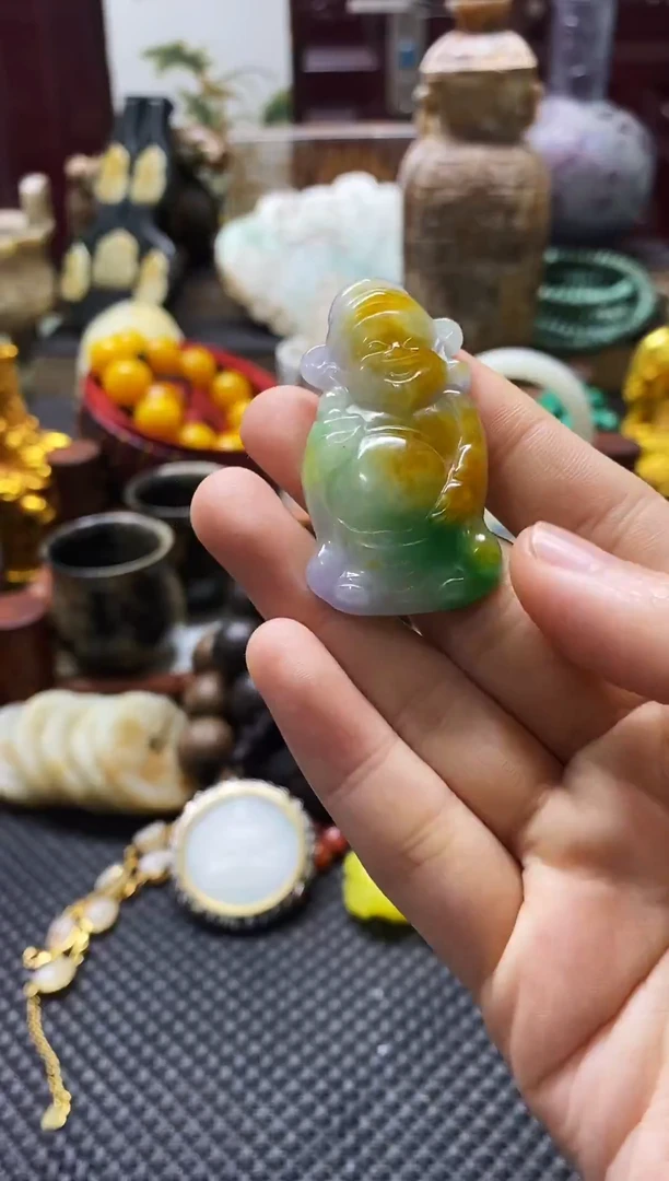 未镶嵌挂件翡翠财神