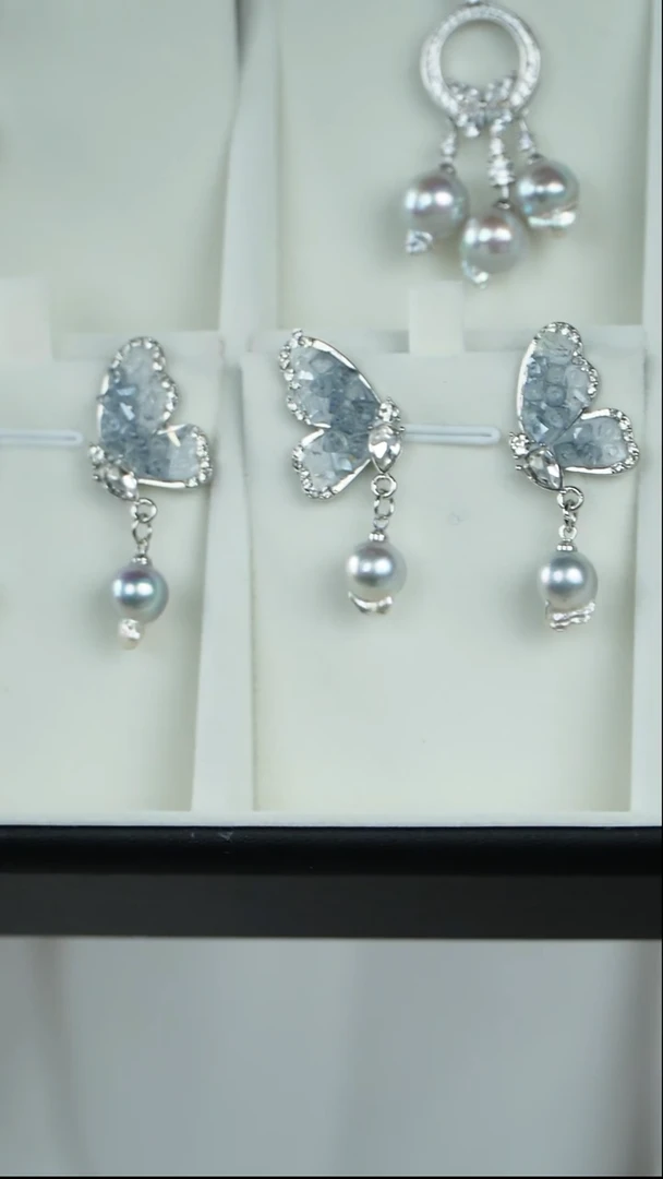 【闪购商品】海水珍珠耳饰未镶嵌海盐蝴蝶真多麻耳钉