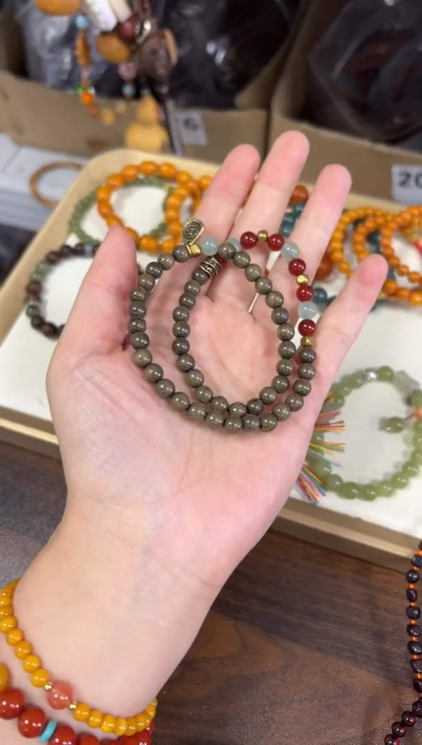 未镶嵌金丝楠手串金丝楠木玛瑙设计款双圈[0731]