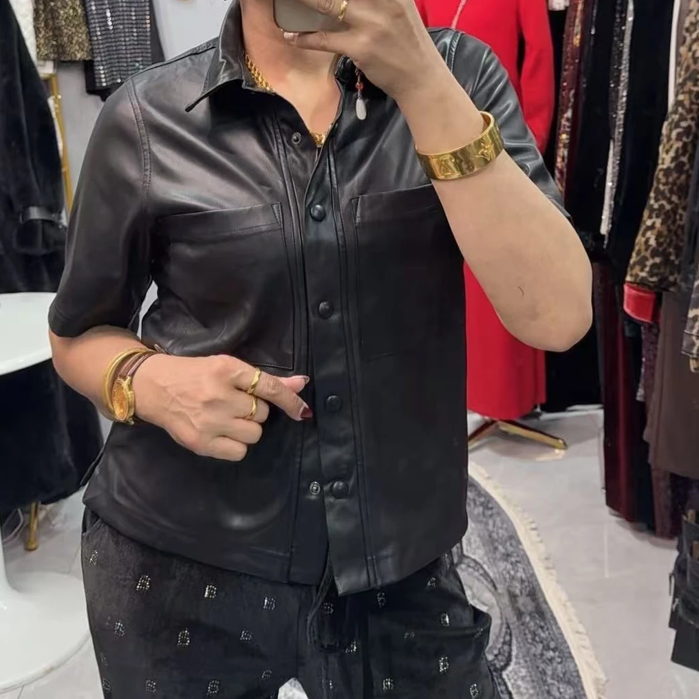 2025网红爆款短袖皮T恤