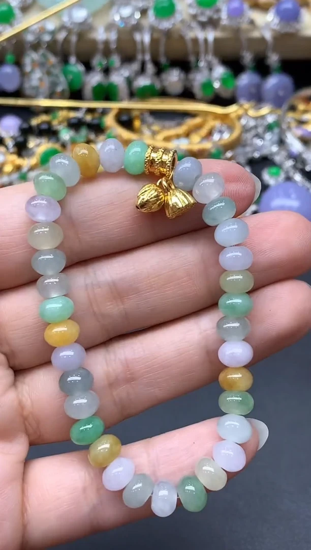 足金镶嵌手链翡翠359-中国好珍宝