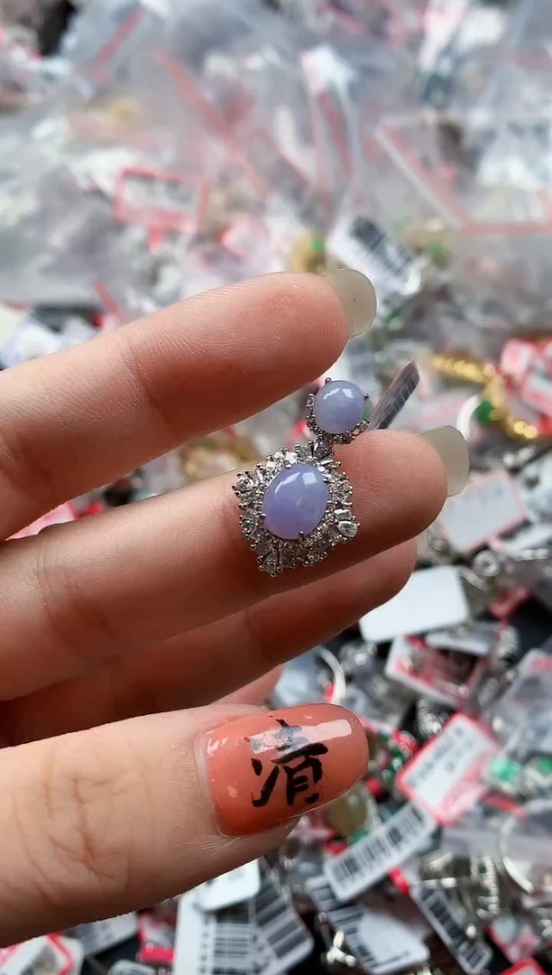 银S925镶嵌戒指翡翠天然A货缅甸翡翠