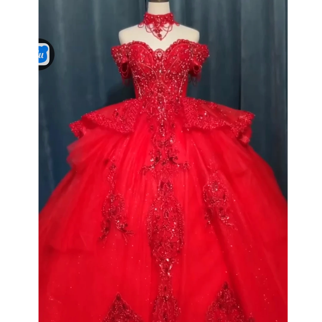 新款红色高订新娘结婚高端主纱