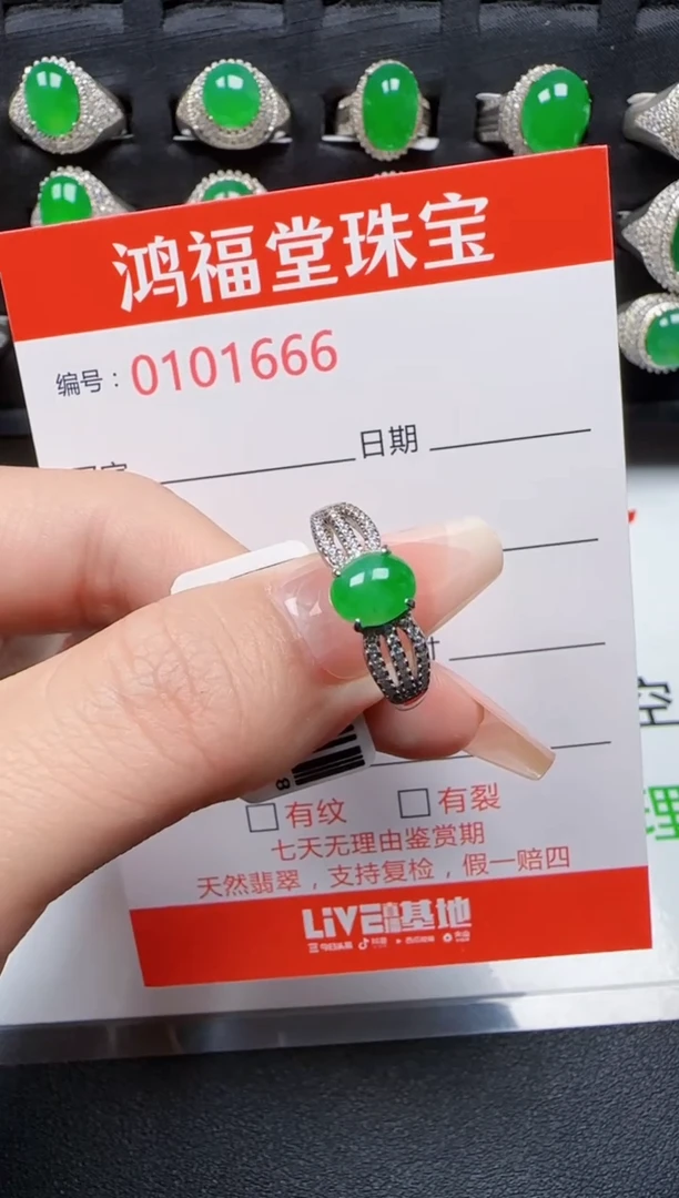 【闪购商品】翡翠戒指银S925镶嵌1666