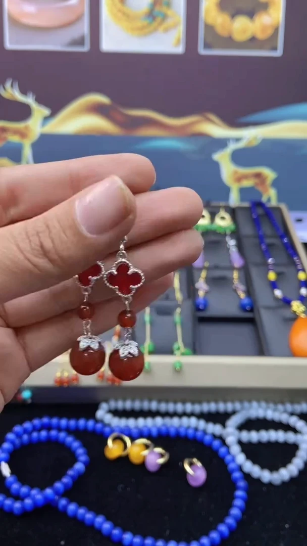 【闪购商品】玛瑙/玉髓耳钉银S925镶嵌218