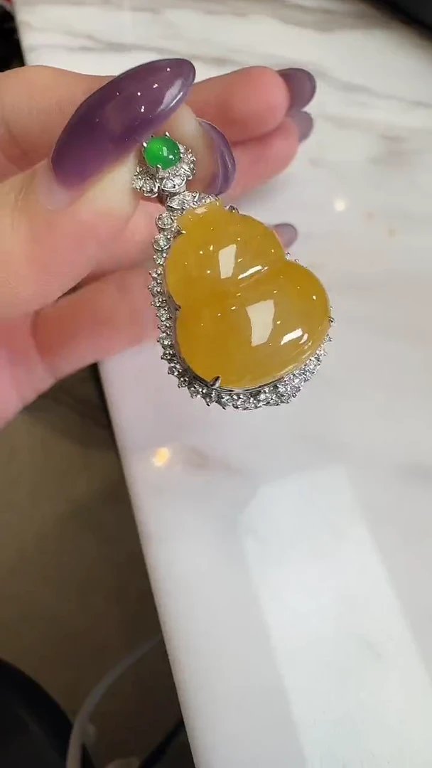 吊坠(不含链)18K金镶嵌翡翠【源头工厂】钻石镶嵌