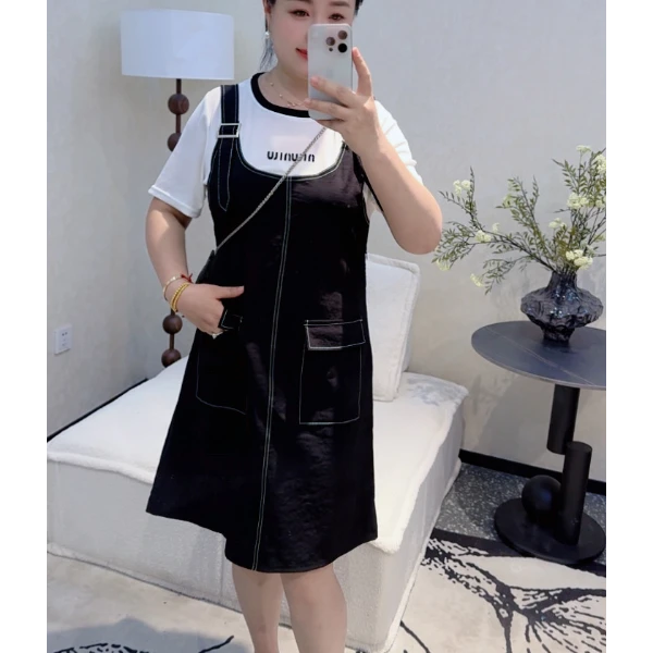 微胖mm大码 连衣裙短款95 1008