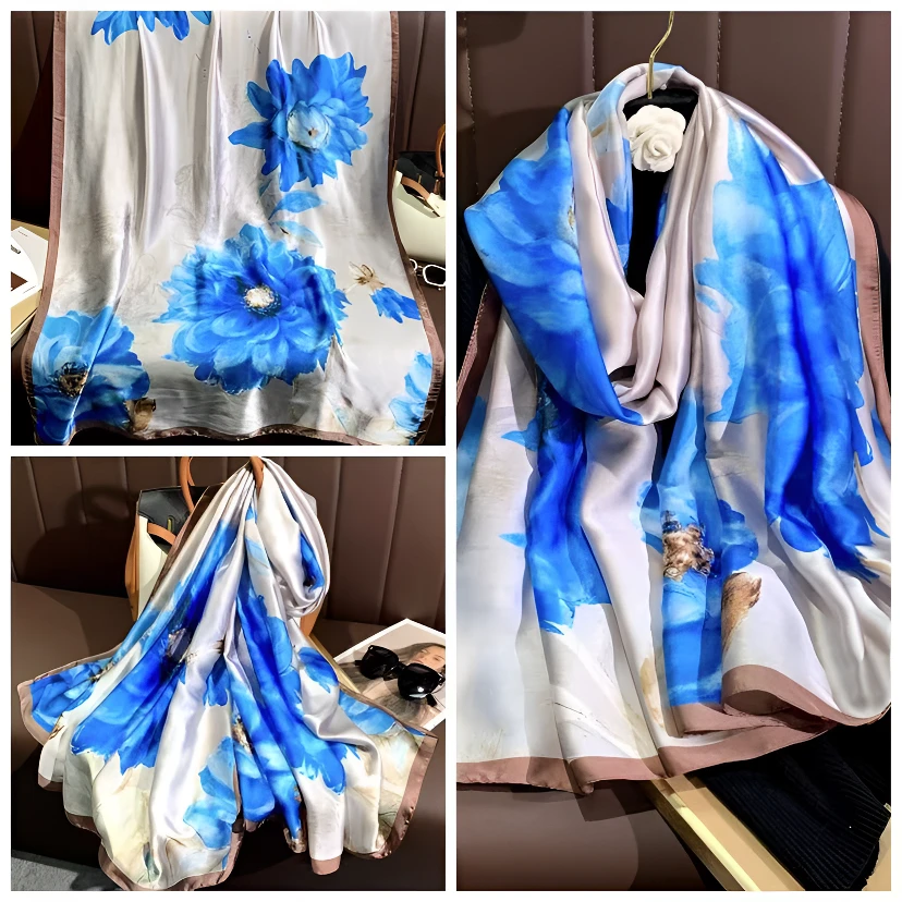 063   丽锦缎90*180气质高档女士防晒披肩夏季时尚丝巾