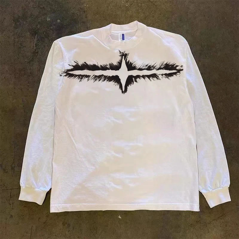 XQ-230g！重磅不透潮流简约英文趣味印花秋冬长袖百搭宽松上衣透气