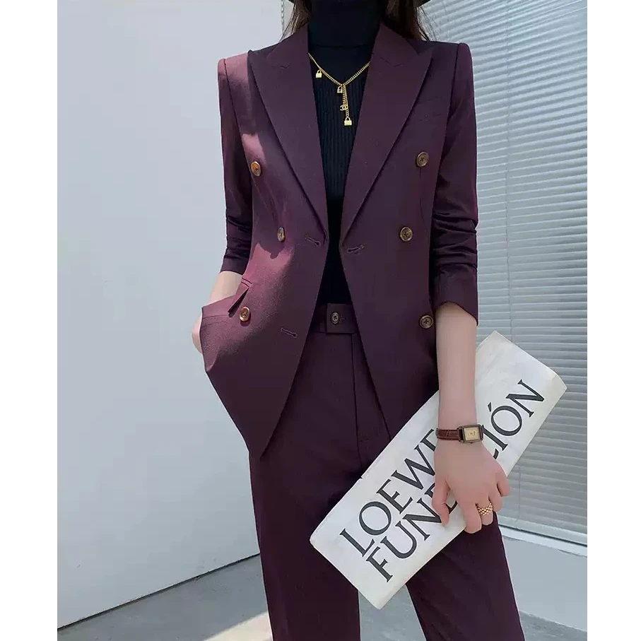 秋冬新款高级职业通勤套装百搭简约西服女西装干练气质女装S052