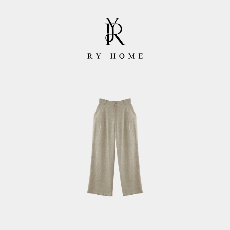 【容雨RYHOME】“春雀”设计款麻料休闲阔腿裤K2041