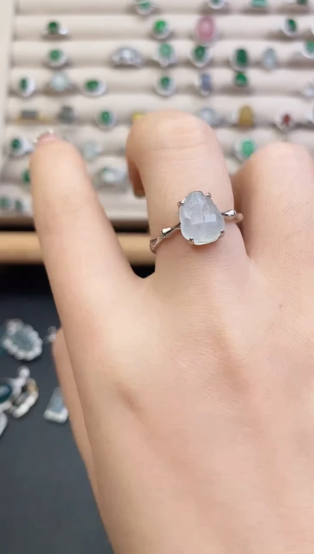 银S925镶嵌戒指翡翠0