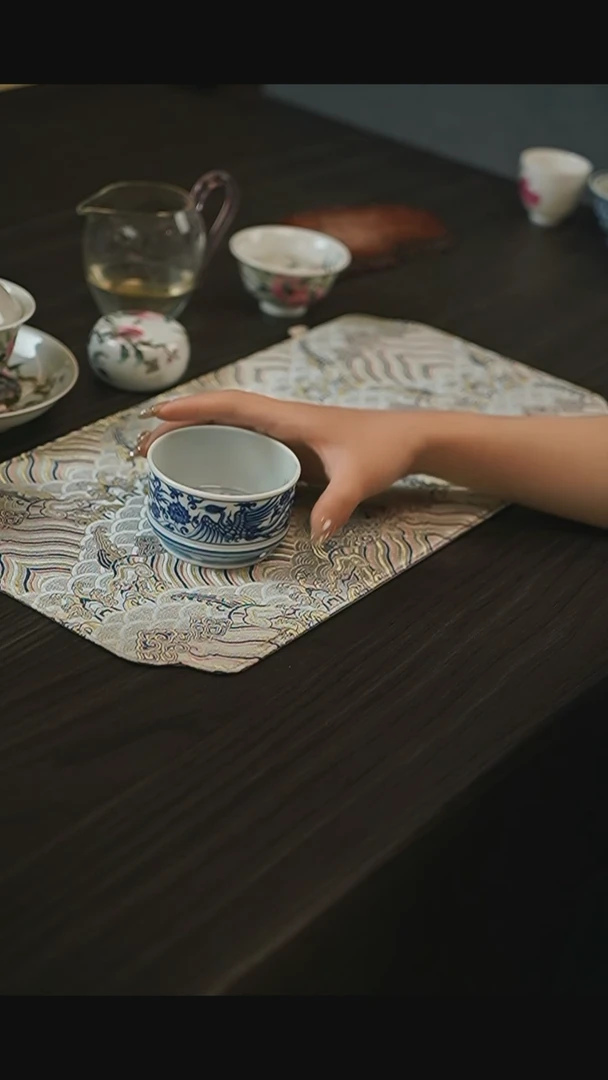 宁封窑青花龙凤纹单杯