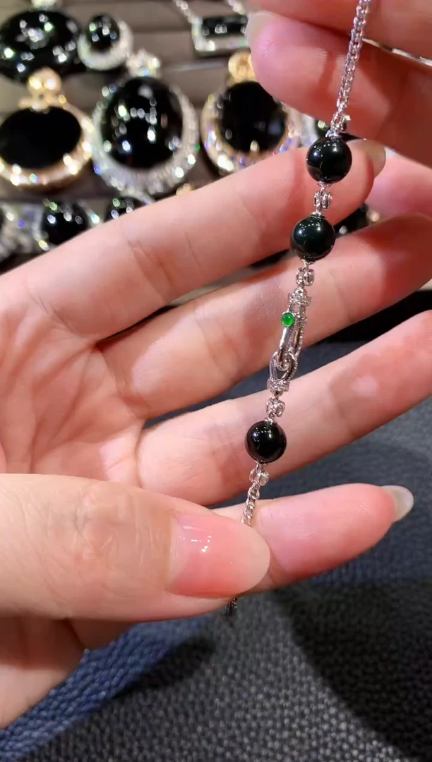 18K金镶嵌手链翡翠C80 多样性发货一件