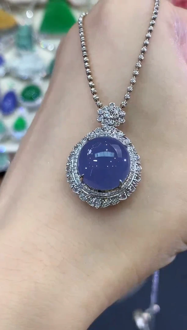 吊坠(不含链)18K金镶嵌翡翠C31紫货有色差