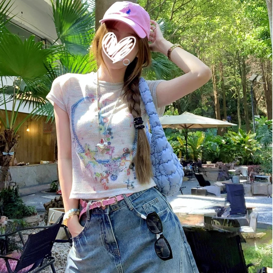 可可不加酱 【夏日甜心】春夏新款涂鸦设计时尚T恤上衣