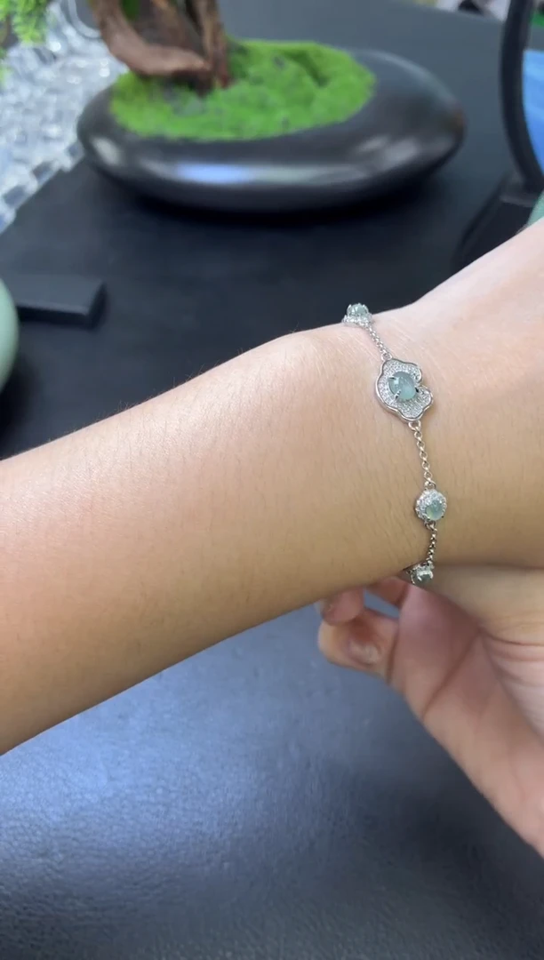 银S925镶嵌手链翡翠手链