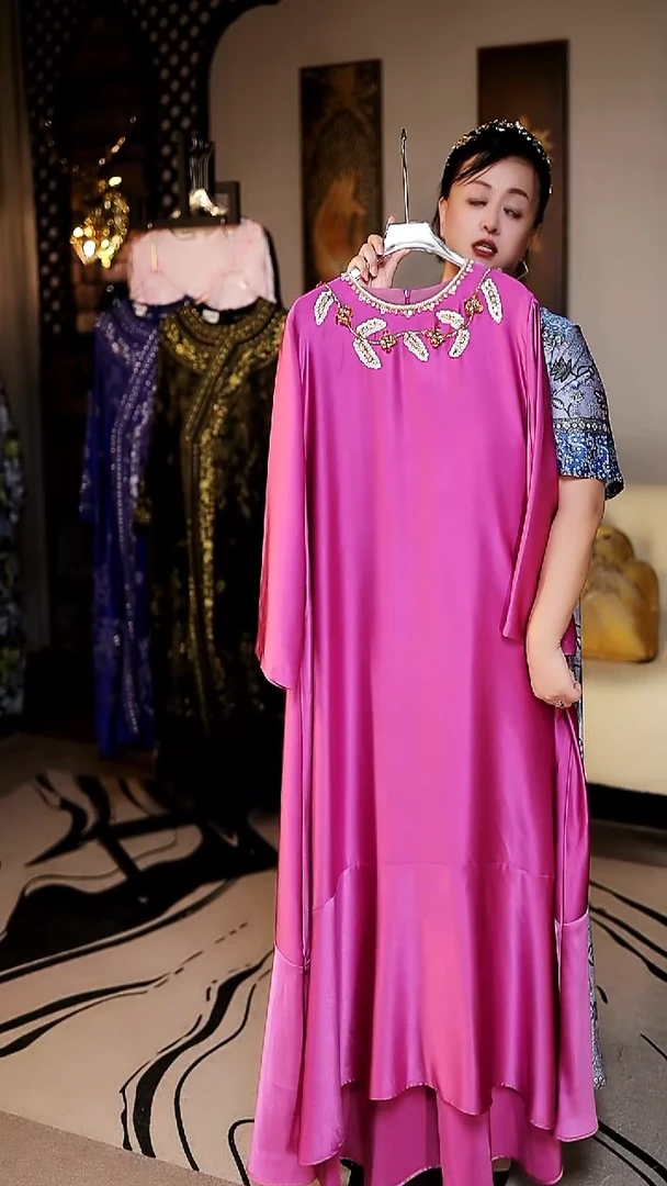 健***！JQ43玫粉色长裙L