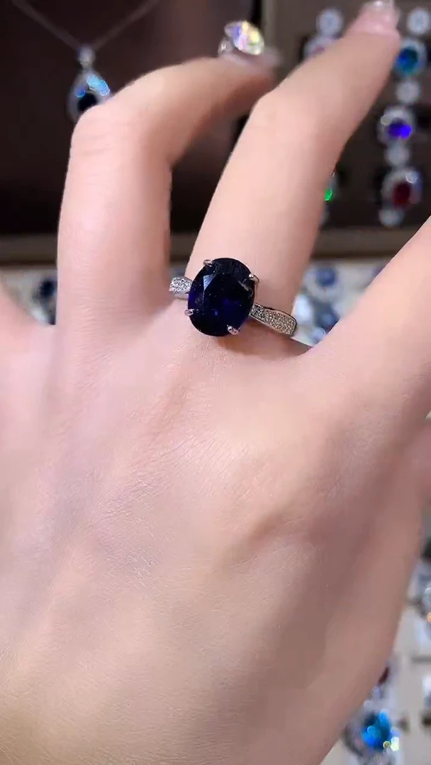 无925银皇家蓝色戒指
