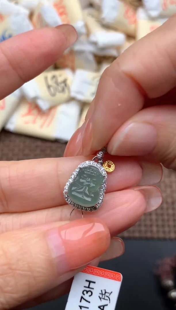 银S925镶嵌挂件翡翠一