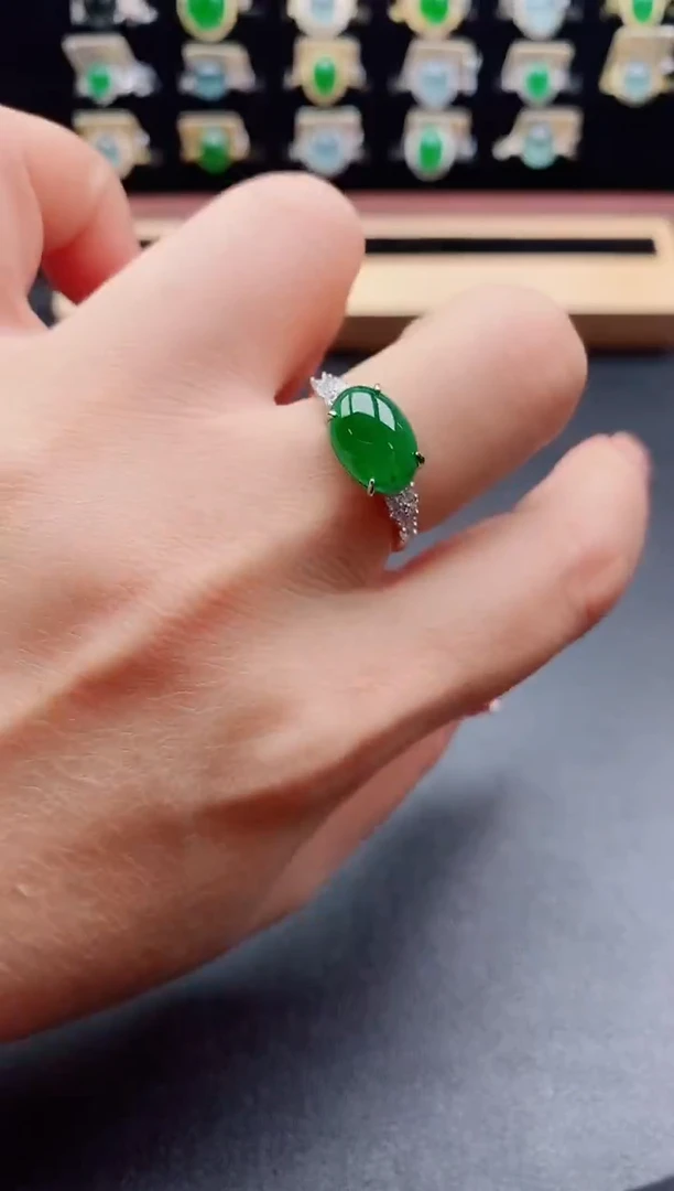 银S925镶嵌戒指翡翠1