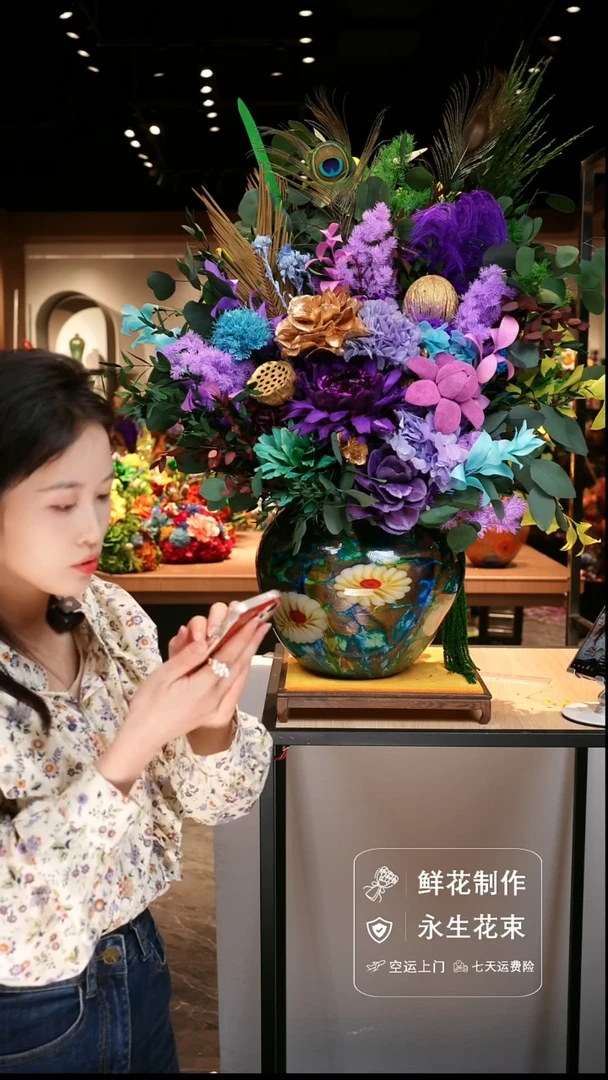 手工艺品琉璃手工花器花束空运包邮送货上门-以图片为准