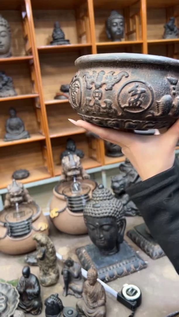 陶土聚宝盆+金箍坛底座