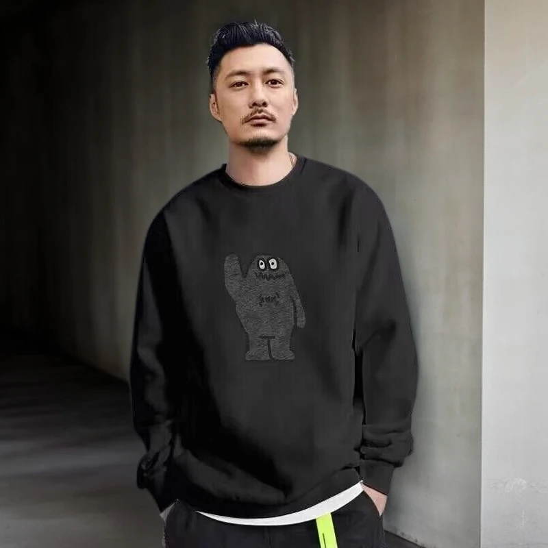 仓石一树设计感秋冬款卫衣男士高级感宽松时尚百搭休闲加绒上衣