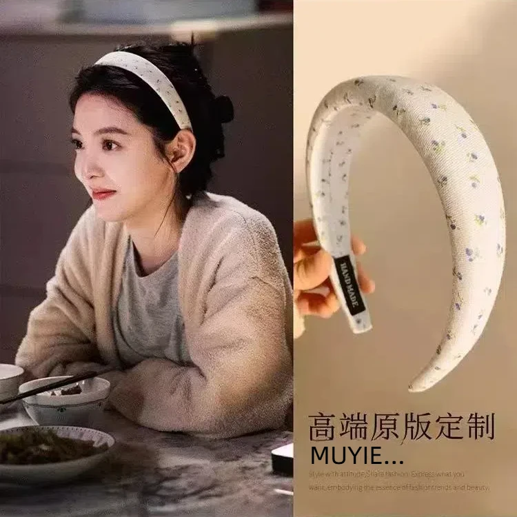 章若楠同款日常气质百搭发箍高颅顶海绵发箍春夏甜美碎花头箍发饰