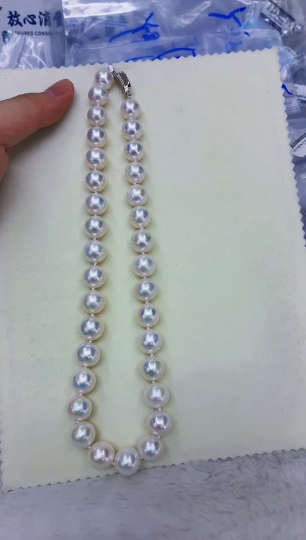银S925镶嵌DA淡水珍珠曼塔串链11-14 y969