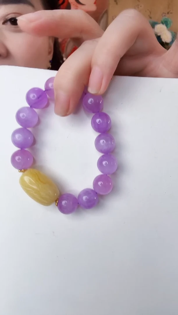 手串锂辉石未镶嵌紫锂辉手串约13M