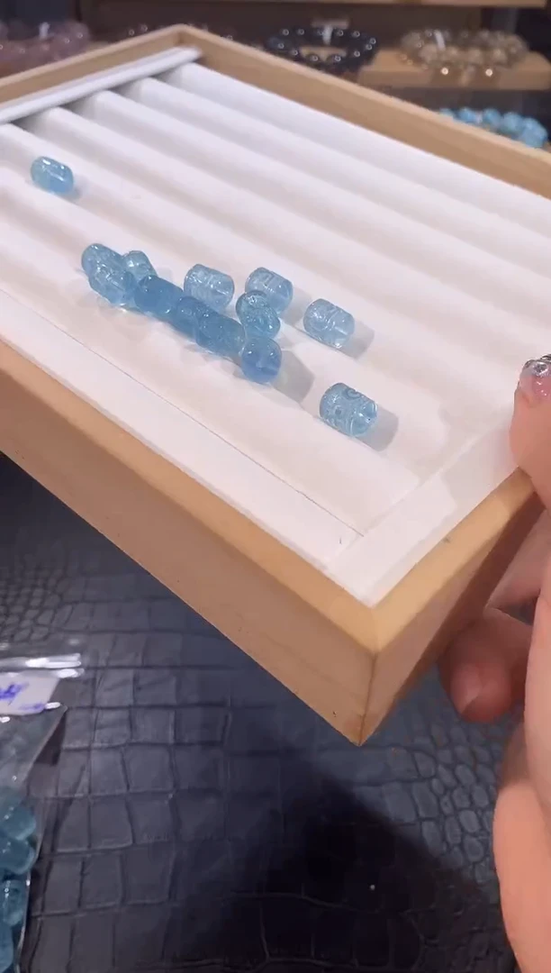 水晶手链未镶嵌小号海蓝宝回纹单珠长13mm多样性发一