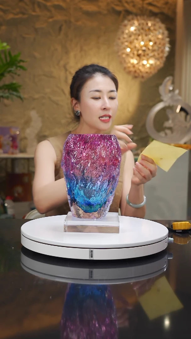 琉璃手工艺品福利金红蓝树纹80号