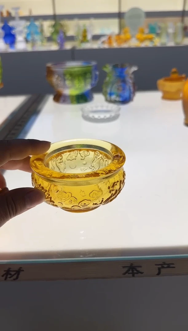 手工艺品琉璃古法琉璃金色聚宝盆