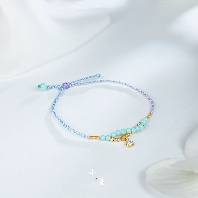 18K金绿松金珠编织手绳（多样性发货）G90028