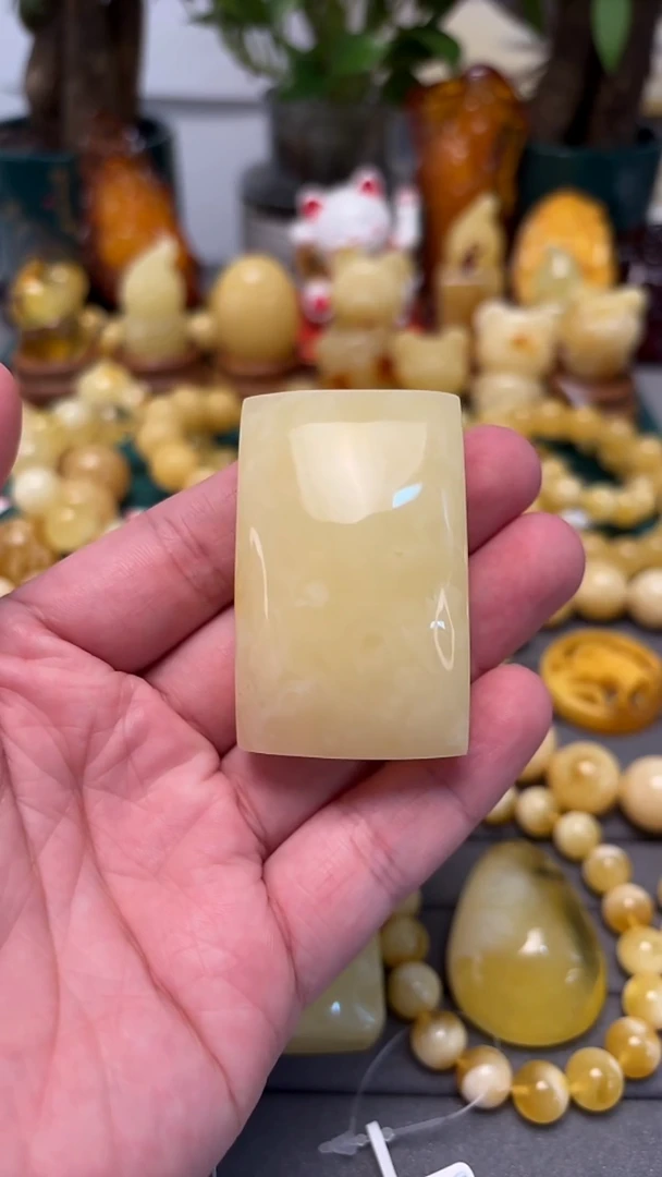 手串蜜蜡未镶嵌p44白花蜡精品无事牌 30.43克