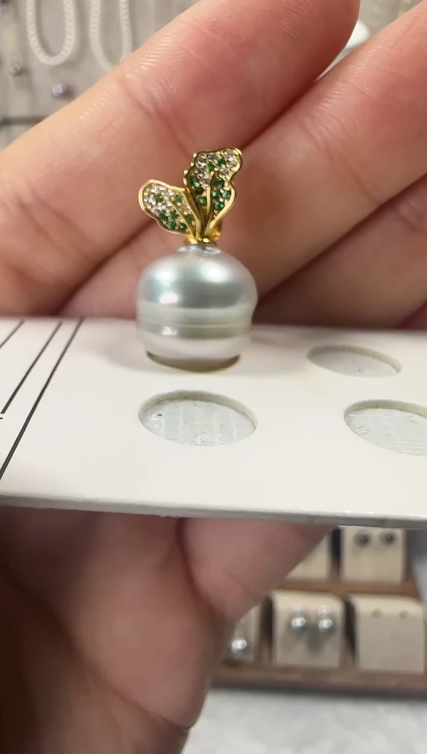 吊坠(不含链)银S925镶嵌海水珍珠澳白吊坠11.3mm