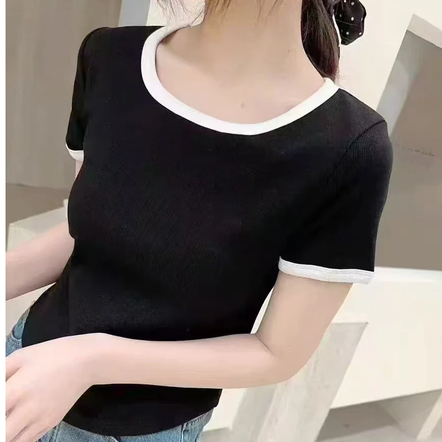 【靓衣园】时尚撞色棉质修身洋气短袖（31）