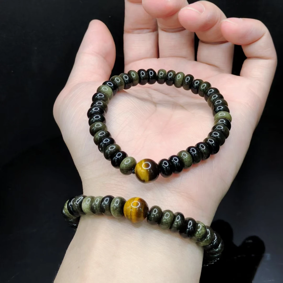 【老三珠宝】黑曜石DIY单圈手串【多样性发其一】约7mm+